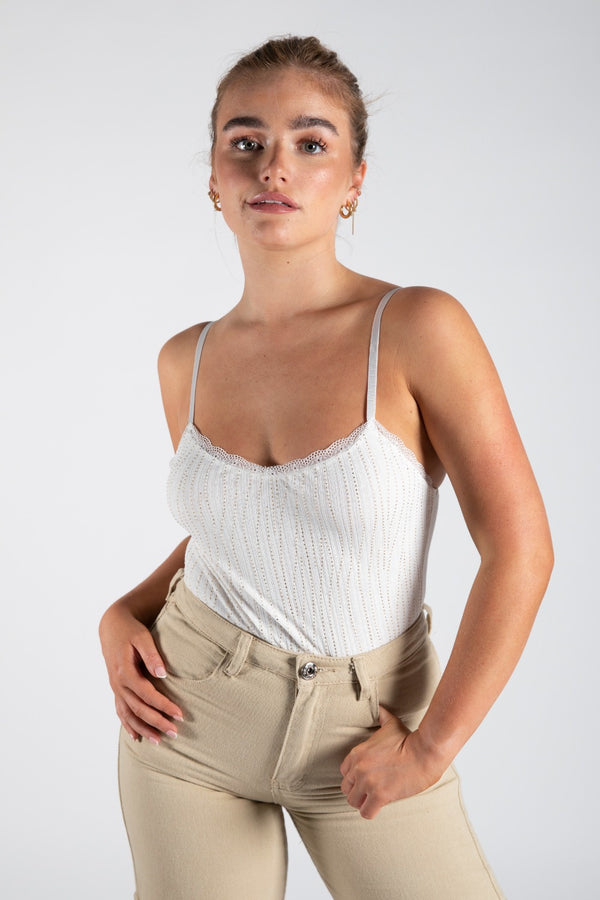 White Diamante Strappy Bodysuit