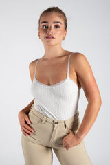 White Diamante Strappy Bodysuit