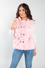Pink Drawstring Detail Puffer Gilet
