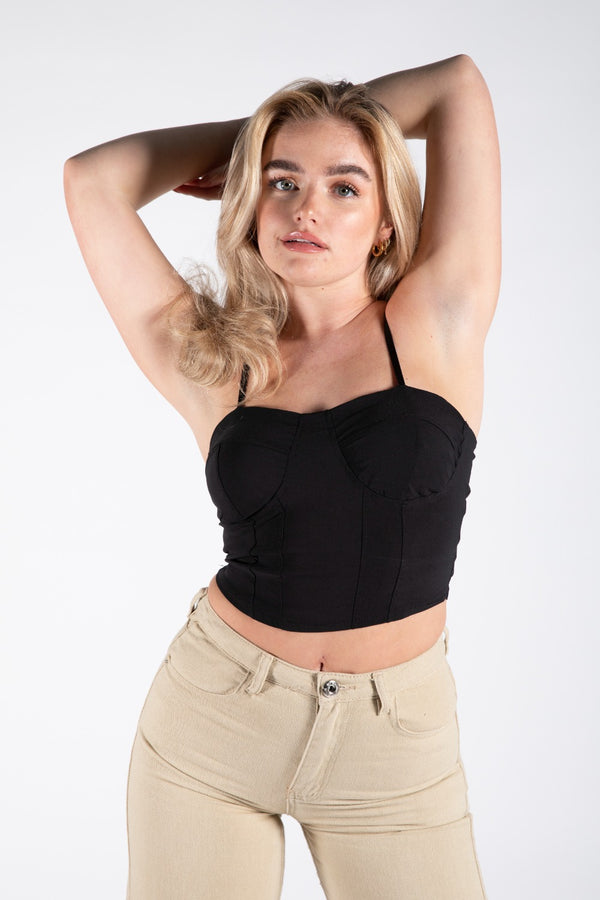Black Structured Corset Top 