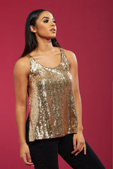 Gold Sequin Chain Detail Top 