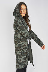 Camo Sequin Rock And Roll Hooded Cardigan