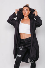 Black Sequin Rock And Roll Hooded Cardigan