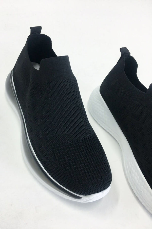 Mens Black Knitted Sock Trainers