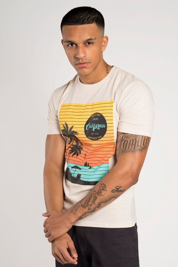 Beige Sunset California T-Shirt