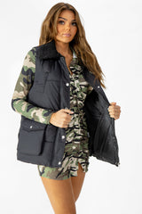 Black Padded Utility Gilet