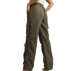 Khaki Knee Cut Cargo Trousers
