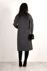 Charcoal waterfall pocket detail duster jacket  