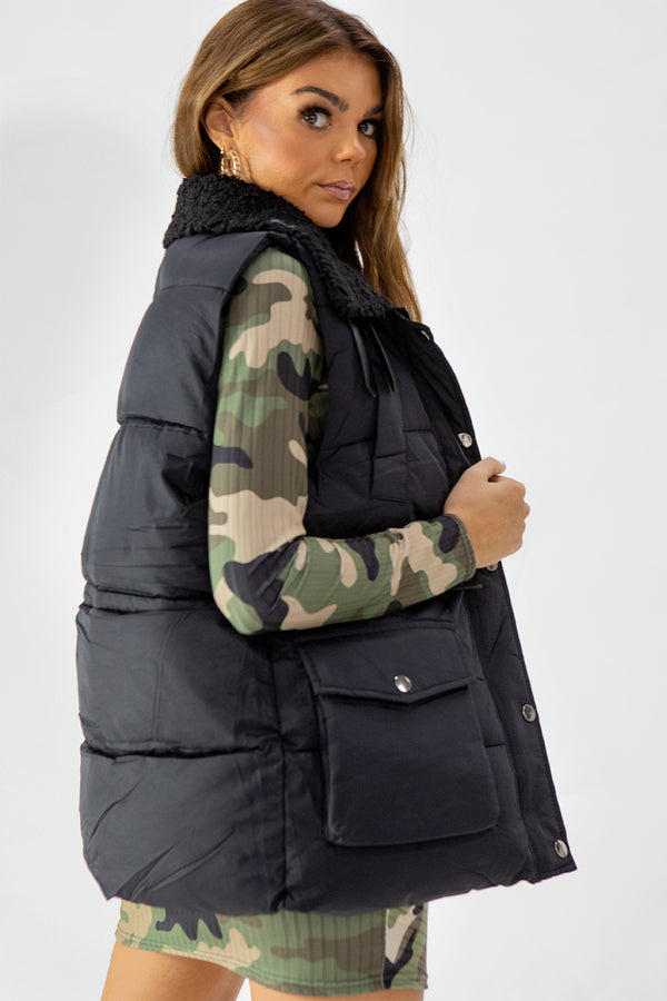 Black Padded Utility Gilet