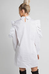 White Frilled Sleeve Bow Dress