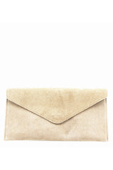 Nude Suede Leather Luxe Clutch Bag