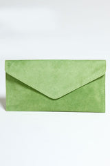 Green Suede Envelope Clutch Bag