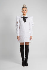 White Frilled Sleeve Bow Dress