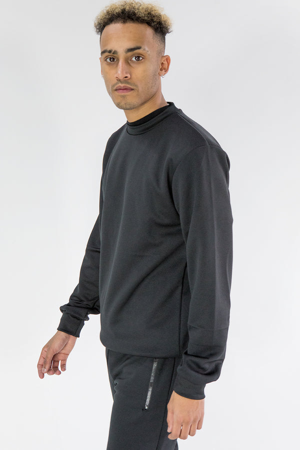 Black Basic Crew Neck Tracksuit