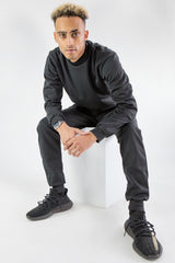 Black Basic Crew Neck Tracksuit