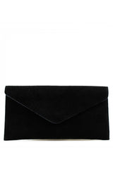 Fuchsia Suede Leather Luxe Clutch Bag
