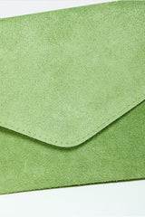 Green Suede Envelope Clutch Bag