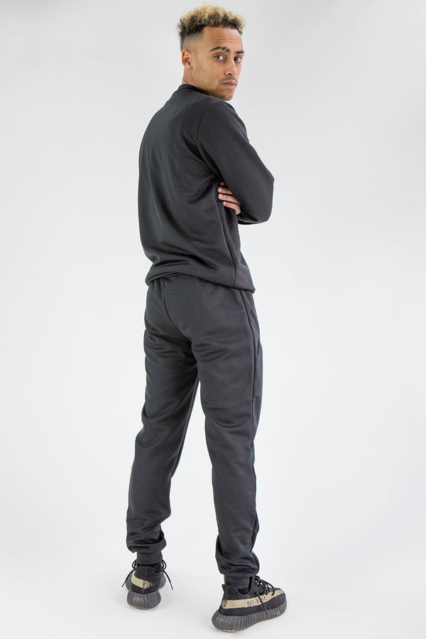 Black Basic Crew Neck Tracksuit