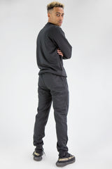 Black Basic Crew Neck Tracksuit