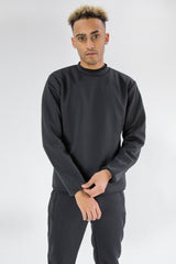 Black Basic Crew Neck Tracksuit