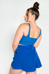 Royal Blue Ribbed Strappy V Neck Crop Top