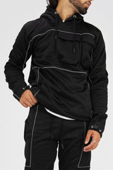 Mens Black Multi Pocket Reflective Tracksuit