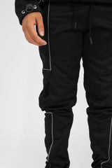 Mens Black Multi Pocket Reflective Tracksuit