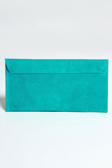 Turquoise Suede Envelope Clutch Bag