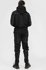 Mens Black Multi Pocket Reflective Tracksuit