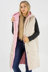 Stone Pink Reversible Longline Gilet