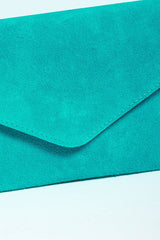 Turquoise Suede Envelope Clutch Bag