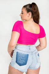 Hot Pink Twist Front Milkmaid Top 