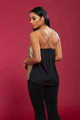 Gold Sequin Chain Detail Top 