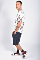 Mens Ecru Floral Printed Pocket T-Shirt