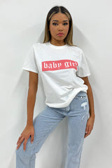 White "Baby Girl" Oversized Tee