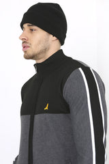 Black and Charcoal Bird Embroidered Zipper Jumper
