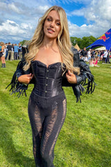 Black Faux Leather Fringe Cropped Jacket