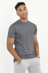 Mens Black Striped Short Sleeve T-Shirt