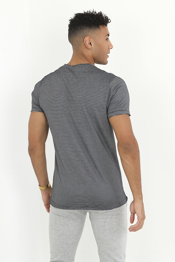 Mens Black Striped Short Sleeve T-Shirt