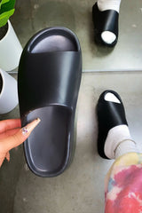 Black Rubber Ribbed Sole Sliders
