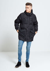 Mens Black Windbreaker Quilted jacket 