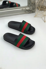Black Chunky Style Striped Sliders