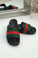 Black Chunky Style Striped Sliders