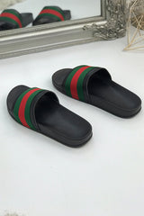 Black Chunky Style Striped Sliders