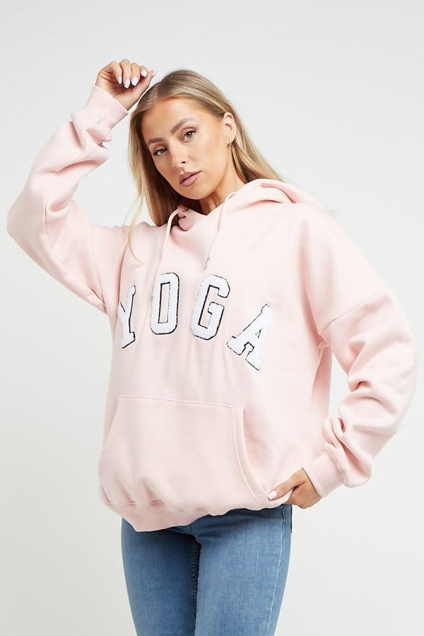 Peach Yoga Slogan Oversized Hoodie