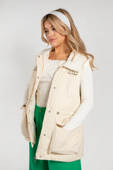 Beige Padded Utility Gilet
