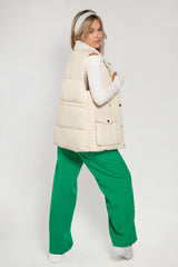 Beige Padded Utility Gilet