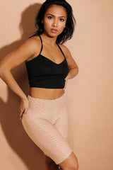 Beige Scrunch Booty Cycling Shorts