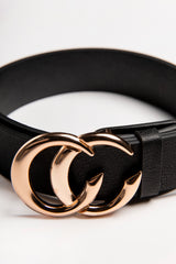 Black CC Gold Buckle PU Belt