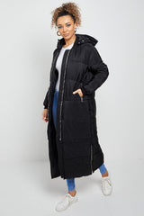 Black Hooded Maxi Puffer Coat